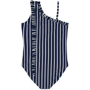 Tommy Hilfiger Big Girls Size M/8/10 Navy & White Stripe One Piece Swimsuit NWT